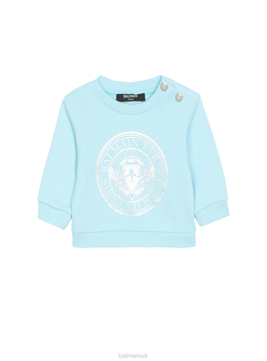 Clothing D00221248 Blue Balmain Babies Cotton Brand Logo Sweatshirt