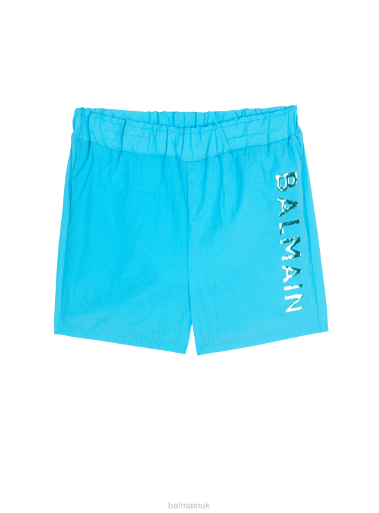 Clothing D00221235 Blue Balmain Boys Brand Logo Swim Shorts