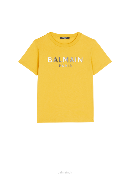 Clothing D00221229 Orange Balmain Boys Cotton T-Shirt With Brand Logo