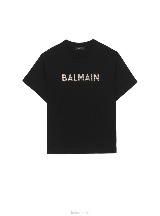 Clothing D00221242 Black Balmain Boys Cotton T-Shirt With Brand Logo