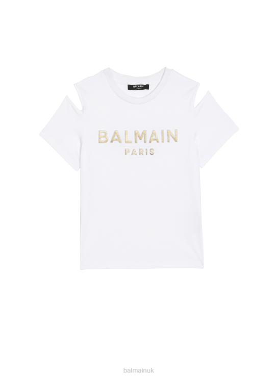 Clothing D00221243 White Balmain Boys Cotton T-Shirt With Brand Logo