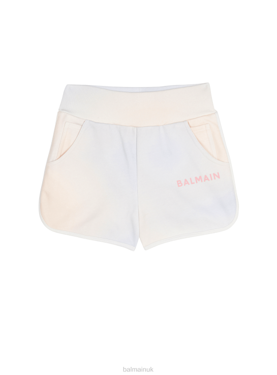 Clothing D00221208 Multicolor Balmain Girls Cotton Tie-Dye Shorts With Brand Logo