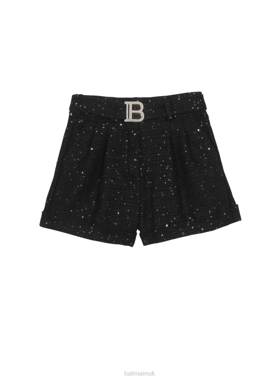 Clothing D00221218 Black Balmain Girls Cotton Shorts