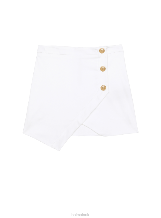 Clothing D00221225 White Balmain Girls Asymmetric Cotton Skirt