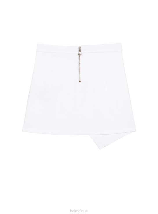 Clothing D00221225 White Balmain Girls Asymmetric Cotton Skirt