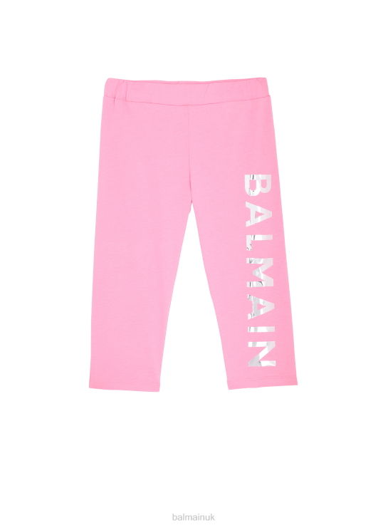 Clothing D00221228 Pink Balmain Girls Cotton Jogging Bottoms With Brand Logo