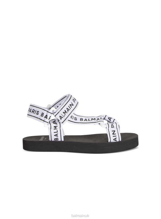 Clothing D00221213 Black Balmain Girls Flat Brand Logo Sandals