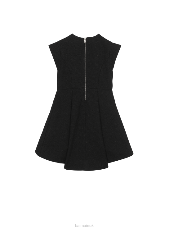 Clothing D00221216 Black Balmain Girls Cotton Dress With Buttons