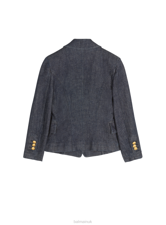 Clothing D00221209 Blue Balmain Girls Double-Breasted Denim Jacket
