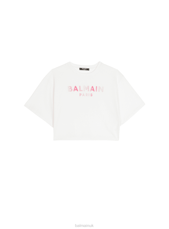 Clothing D00221211 White Balmain Girls Cotton T-Shirt With Brand Logo