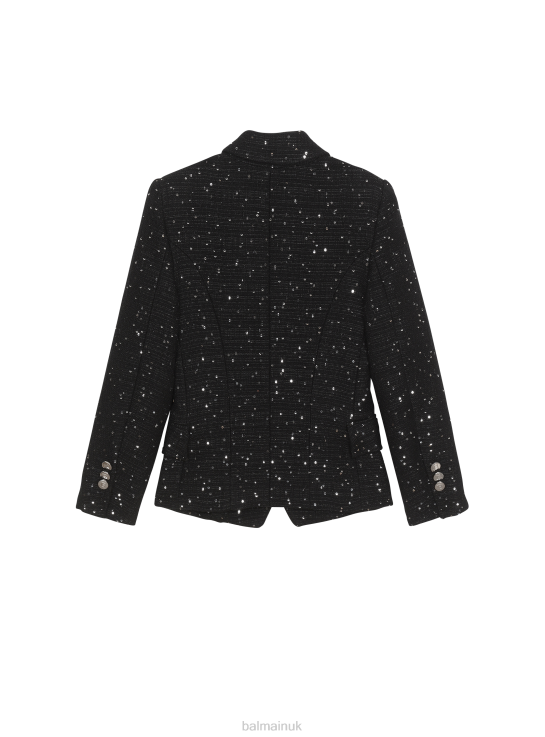 Clothing D00221217 Black Balmain Girls Double-Breasted Cotton Jacket