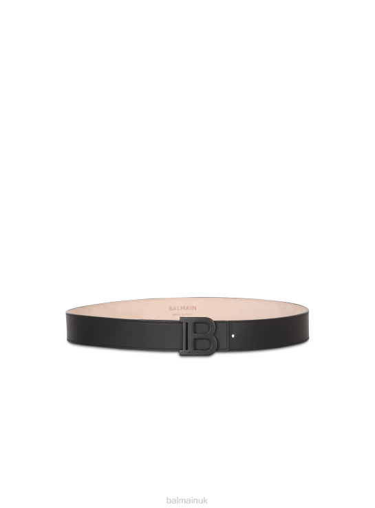 Accessories D00221164 Black Balmain Men Smooth Leather B-Belt