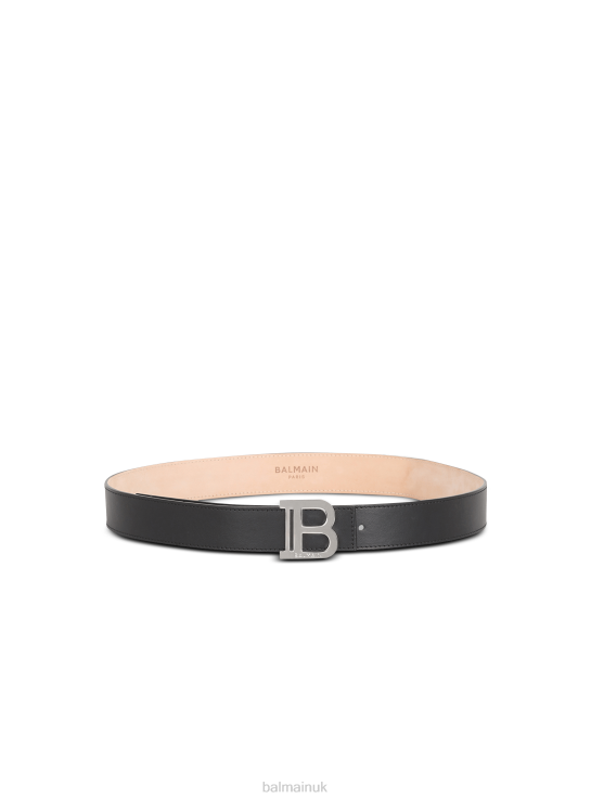 Accessories D00221165 Black Balmain Men Smooth Leather B-Belt