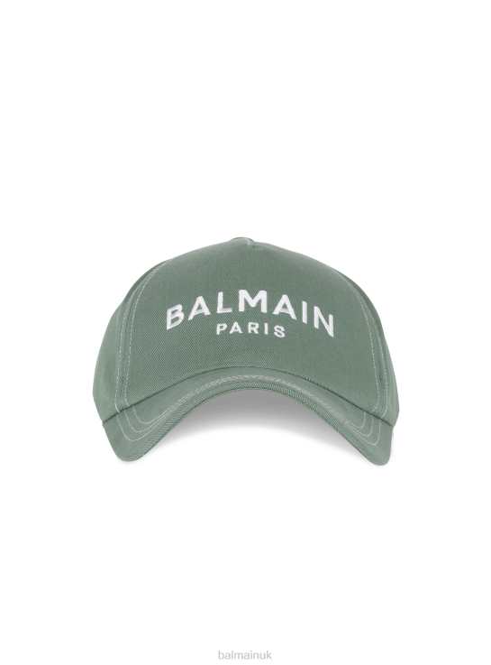 Accessories D00221173 Green Balmain Men Brand Embroidered Cotton Cap