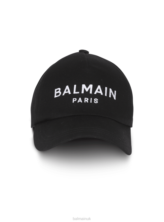 Accessories D00221179 Black Balmain Men Cotton Cap With Brand Logo