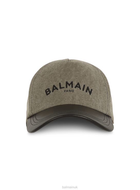 Accessories D00221186 Khaki Balmain Men Cotton Cap With Brand Logo