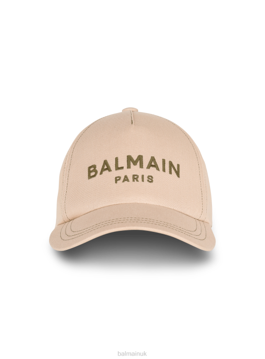 Accessories D00221187 Beige Balmain Men Cotton Cap With Brand Logo