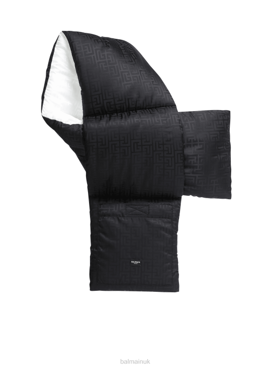 Accessories D00221197 Black Balmain Men Brand Monogram Nylon Scarf