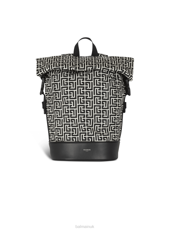 Accessories D00221155 Black Balmain Men Bicolor Maxi Monogram Nylon 1945 Backpack