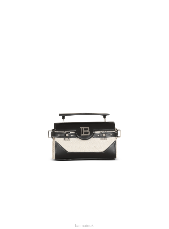 Accessories D00221160 White Balmain Men B-Buzz 19 Canvas Bag In Smooth Leather