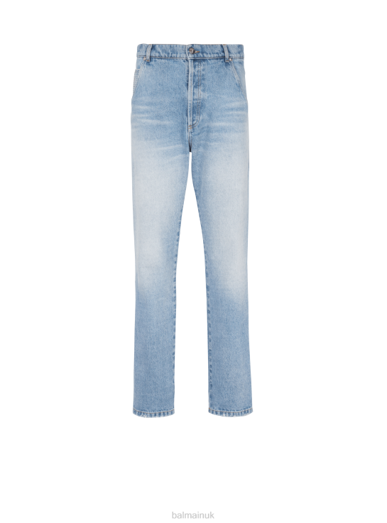 Clothing D0022813 Blue Balmain Men Straight Cut Cotton Jeans