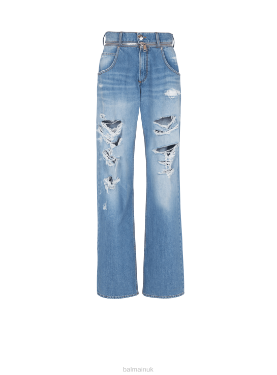 Clothing D0022816 Blue Balmain Men Wide-Leg Cotton Jeans