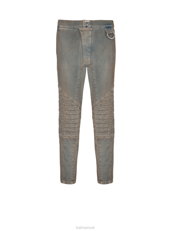 Clothing D0022819 Blue Balmain Men Ribbed Cotton Slim-Fit Jeans