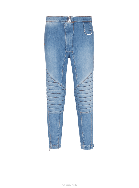 Clothing D0022824 Blue Balmain Men Ribbed Cotton Slim-Fit Jeans
