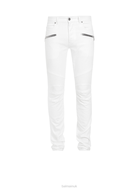 Clothing D0022825 White Balmain Men Slim-Fit Cotton Jeans