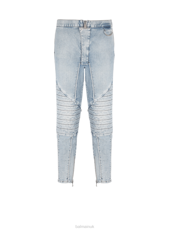 Clothing D0022826 Blue Balmain Men Ribbed Cotton Slim-Fit Jeans