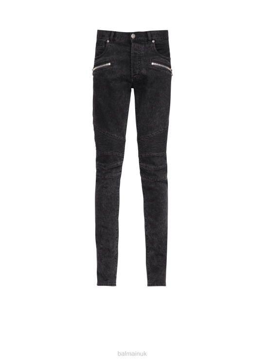 Clothing D0022834 Black Balmain Men Slim Cut Cotton Jeans