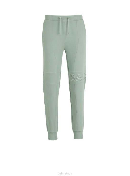 Clothing D00221075 Green Balmain Men Embossed Brand Logo Jogging Bottoms
