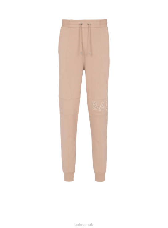 Clothing D00221076 Beige Balmain Men Embossed Brand Logo Jogging Bottoms
