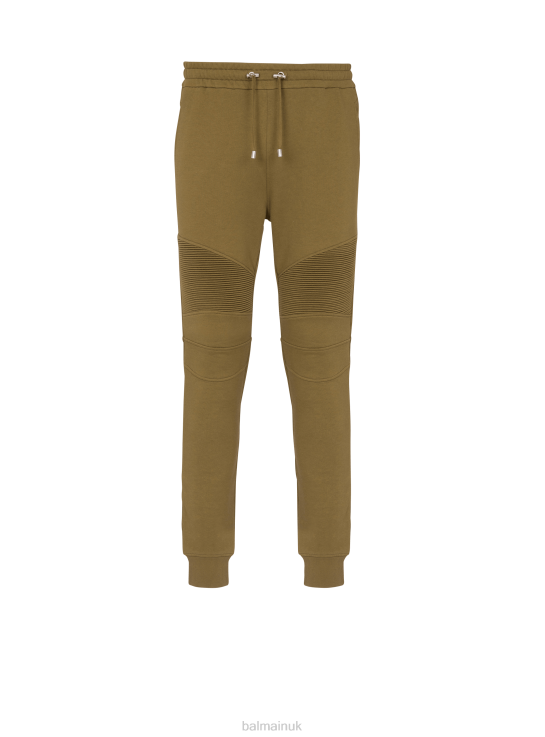 Clothing D00221079 Khaki Balmain Men Brand Logo Printed Cotton Jogging Bottoms