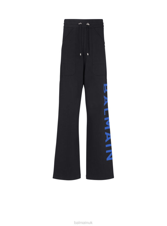 Clothing D00221080 Black Balmain Men Jogging Bottoms In Eco-Responsible Cotton With Brand Logo