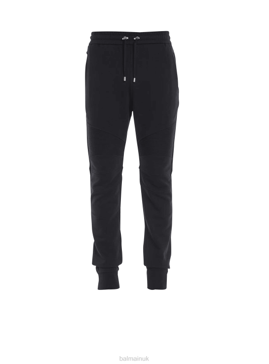 Clothing D00221086 Black Balmain Men Brand Logo Printed Cotton Jogging Bottoms