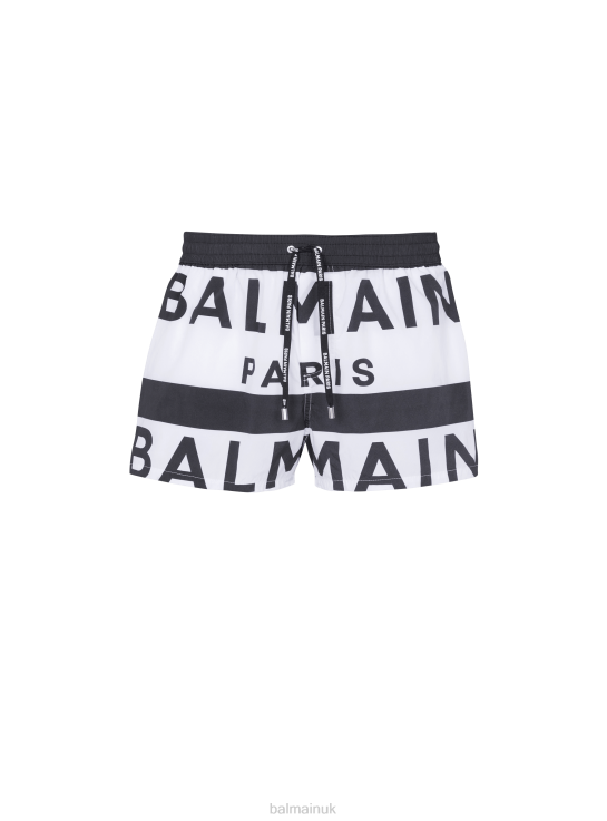 Clothing D00221087 Black Balmain Men Brand Logo Swim Shorts