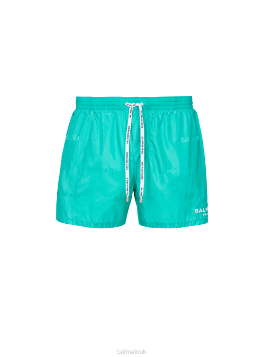 Clothing D00221090 Green Balmain Men Brand Logo Swim Shorts