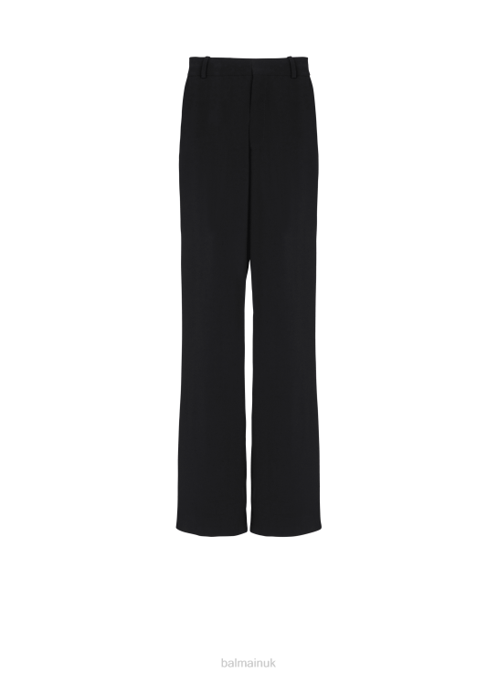 Clothing D00221059 Black Balmain Men Casual Crepe Trousers
