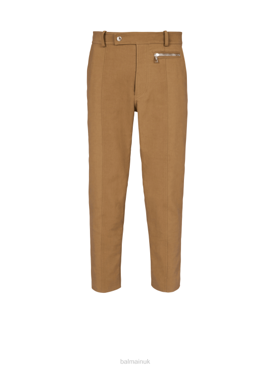 Clothing D00221066 Beige Balmain Men Straight Cotton Cargo Trousers