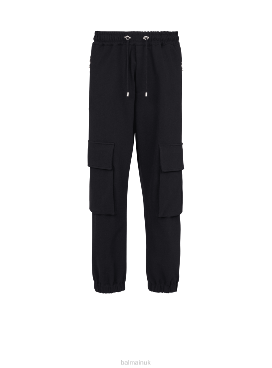 Clothing D00221068 Black Balmain Men Cotton Cargo Trousers