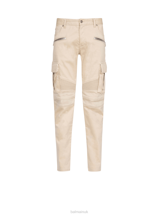Clothing D00221069 Beige Balmain Men Cotton Cargo Trousers