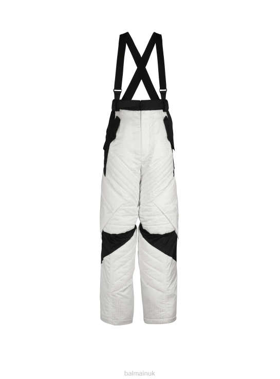 Clothing D00221070 White Balmain x Rossignol Men Monogram Ski Pants With Straps