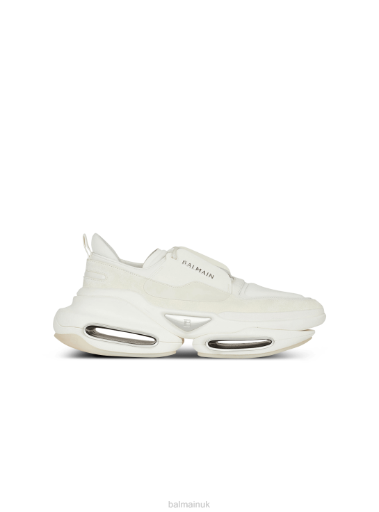 Footwear D00221112 White Balmain Men B-Bold Low-Top Trainers In Neoprene And Suede