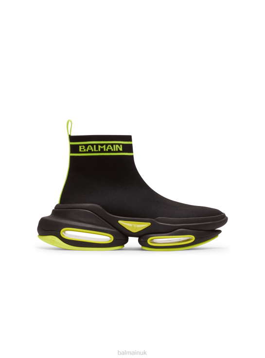 Footwear D00221113 Black Balmain Men B-Bold High-Top Mesh Trainers With Brand Monogram