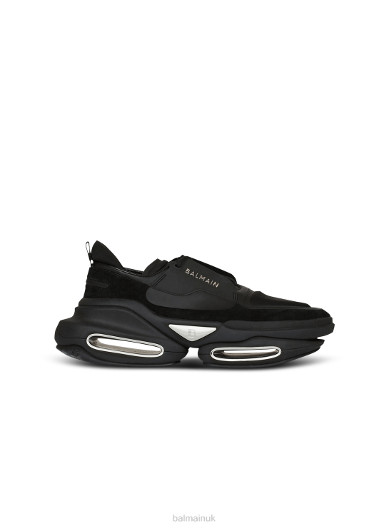 Footwear D00221121 Black Balmain Men Leather, Neoprene And Suede B-Bold Low-Top Sneakers