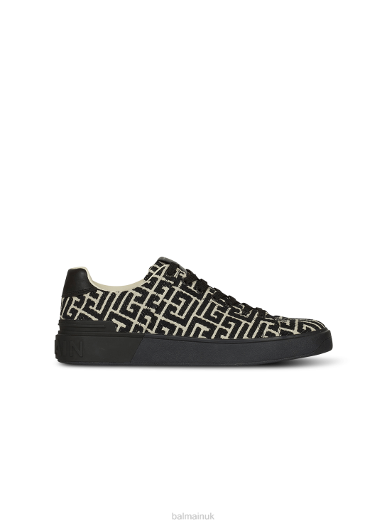 Footwear D00221133 Black Balmain Men B-Court Trainers With Jacquard Monogram
