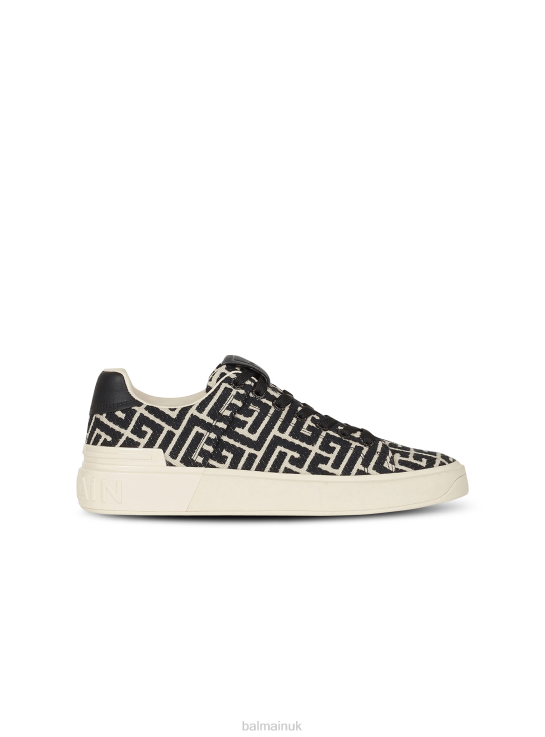 Footwear D00221134 White Balmain Men Monogram Jacquard B-Court Sneakers