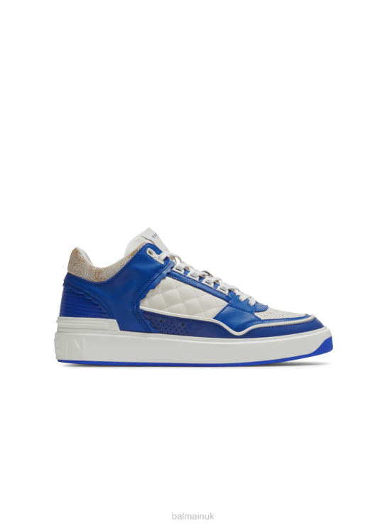 Footwear D00221136 Blue Balmain Men B-Court Leather Trainers