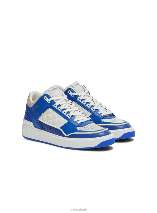 Footwear D00221136 Blue Balmain Men B-Court Leather Trainers